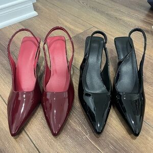 Elegant Women's Slingback Heels - Black and Burgundy